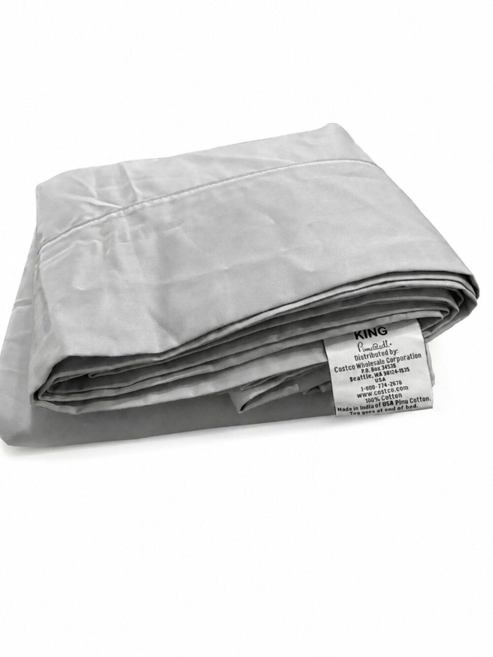 Kirkland Signature 680 Thread Count King Flat Sheet Gray Pima Cotton NWOT